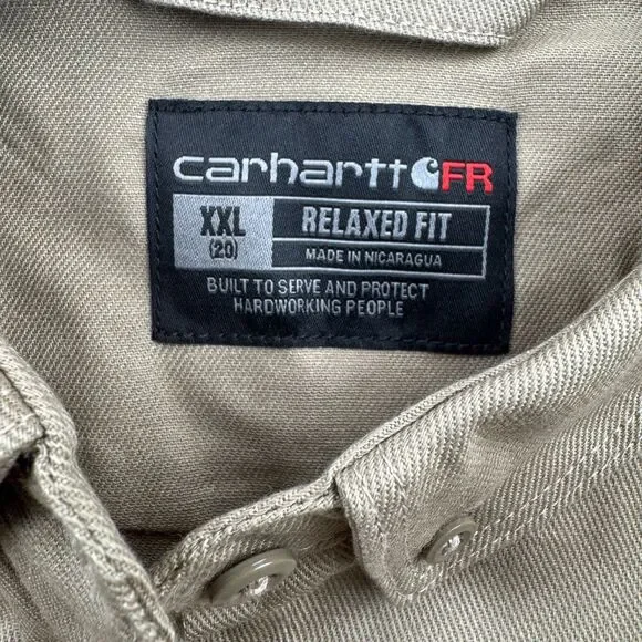 NWT Carhartt FR Shirt Women's XXL(20) Relaxed Fit Long Sleeve Twill Beige CAT2 - Picture 9 of 12